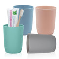 4-Pack Plastic Bathroom Tumbler Cups | Stackable Toothbrush & Mouthwash Cups | Reusable, Dishwasher Safe | 10oz (280ml) | 4 Colors for Travel