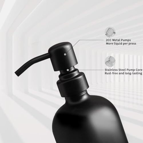 Prus Waso Matte Black Soap Dispenser Set, Kitchen Soap Dispenser Set with Black Stainless Steel Pump, Perfect for Kitchen Decor and Accessories. (Black) - color: Black Bottle & Black Pump