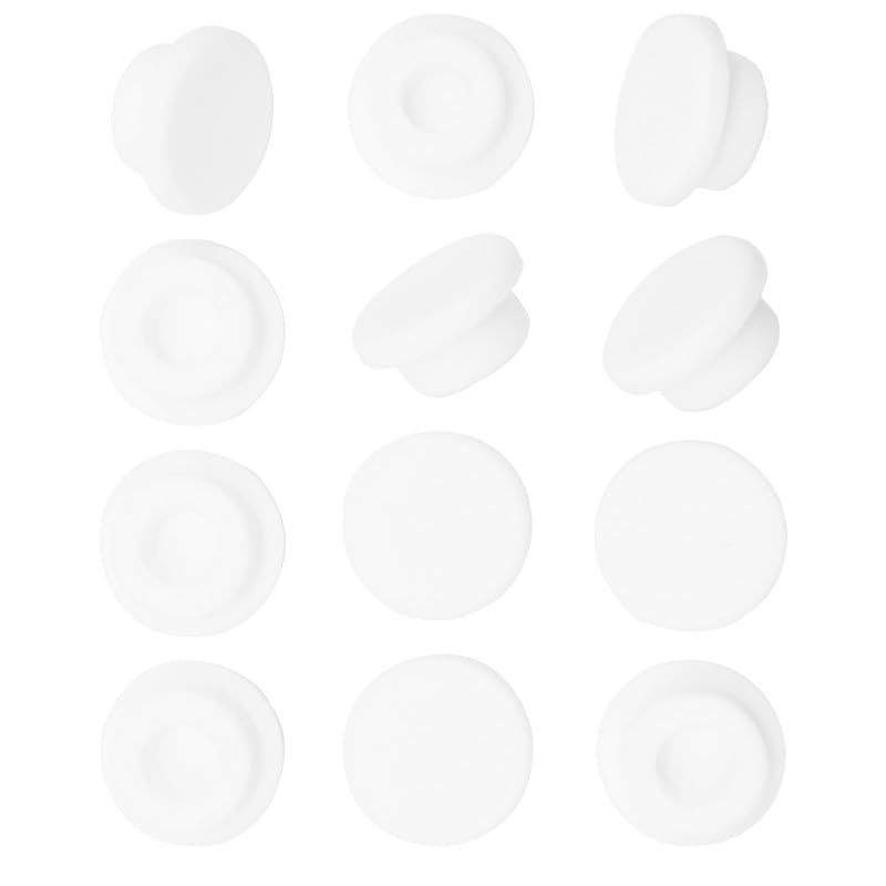 EASYEAH 2 Sizes 21/22 mm T-Shaped Silicone Plugs 13/16 inch Soft Flexible Rubber Stopper in Tube End Cap Cover Waterproof Sealing Hole Plugs for Bottles Pipes, White, 12 Pcs - size: 21-22mm(0.83-0.87")