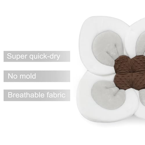 PandaEar Baby Bath Pad for Infant Newborn | Soft Flower Petals for Sink Bathtub Essentials Shower Gift (Grey) - color: Grey