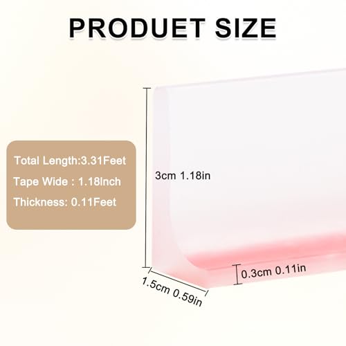 FOURGUN Sealing Strip Collapsible Water Dam Barrier Silicone Waterproof Guard, Dry Wet Separation, Leak-Proof Flexible Seal Strip for Showers/Sinks/Countertops/Kitchen/Homes/Hotels//Gym/bathrooms