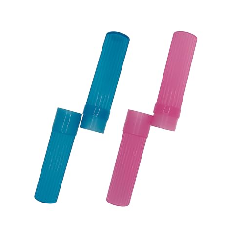 American Comb Toothbrush Holder (Blue & Pink) Made in USA, with Ventilation Holes, for Toothbrush Covers, Toothbrush Holder, Toothbrush Soft, Durable Design, Hygienic Bathroom Accessory - color: Blue & Pink