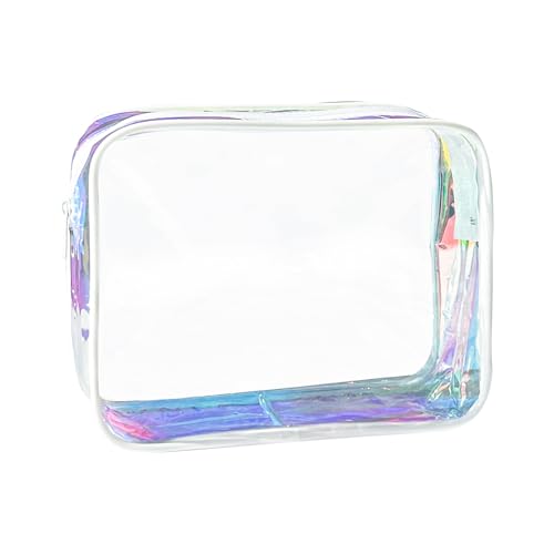 Neon TSA Approved Clear Toiletry Pouch, 7"x2.3"x4.7" Size, PVC Travel Makeup Bags for Toiletries, Transparent Cosmetic Bag for Women and Men Small (B127-D1199-1) - color: B127-D1199-1