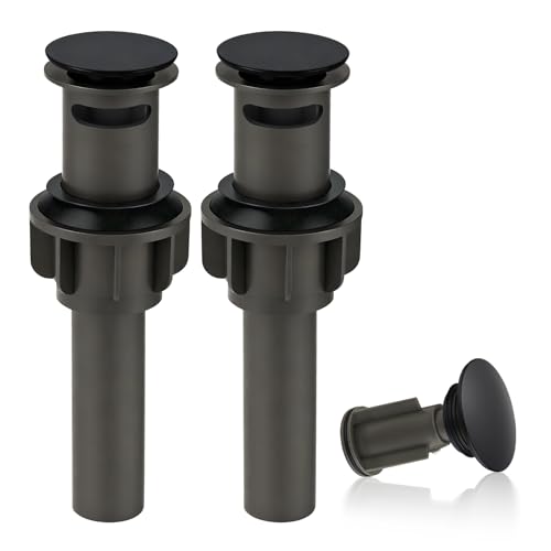 ARCORA Bathroom Sink Drain with Overflow 2 Pack - Matte Black Pop Up Drain for Bathroom Sink, Lavatory Vessel Vanity Sink Stopper for 1.6"-1.9" Sink Hole - color: Black-2 Pack, style: Pon Up With Overflow