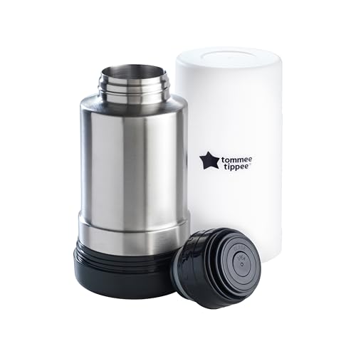 Tommee Tippee Portable Travel Baby Bottle and Food Warmer, Thermal Insulation, Stainless-Steel Flask with Leak-Proof Lid - size: 1 Count (Pack of 1), style: Portable