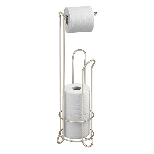 iDesign Classico Metal Toilet Tissue Roll Reserve Organizer for Bathroom, Compact Organizer, Holds 4 Rolls of Toilet Paper, Satin Silver | Classico Collection - color: Pc Satin