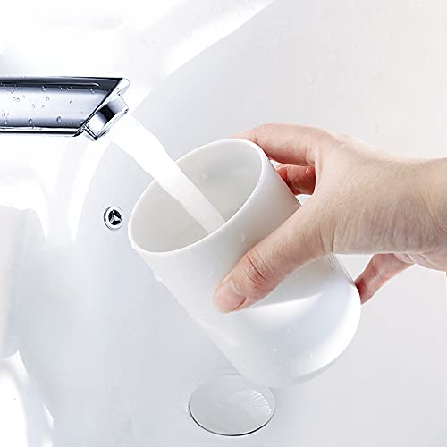 Japanese Toothbrush Cup, Bathroom Accessories Toothpaste Holder, Makeup Brush Cup Holder, Razor Holder for Bathroom Vanity top 2-Piece Set (White & White)