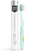 Nano-b Manual Toothbrush for Adults with Sensitive Gums, Silver Soft/Medium Bristles, Travel Case, Green - color: Green, style: Silver Bristles
