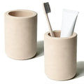 2 Pack Beige Diatomite Toothbrush Holder, Stone Toothbrush Holder for Bathroom, Fast-Drying Countertop Organizer for Electric Toothbrushes, Toothpaste & Cups