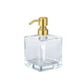 Square Bathroom Soap Dispenser Brushed Gold, 16 oz Glass Bottles with Stainless Steel Pump Retangle Cube Liquid Large Capacity Soap Dispenser Kitchen - color: Gold, size: 16.9oz-Square