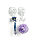 HOME&I Clear Suction Cup Razor Holder for Shower, 2 Pack Double Hook Bathroom Organizer, Quick Press-On Installation, Drill-Free Wall Mount for Razor, Loofah, Washcloth & Bath Accessories - style: Push Lock+Double Hook