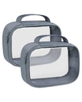 Moyad TSA Approved Toiletry Bag Clear Quart Size Travel Bags Makeup Bag | Large Opening, for Men and Women, Carry on Airline Compliant, Transparent Liquids Pouch, Grey - color: Grey, size: 2 Pack, Handle