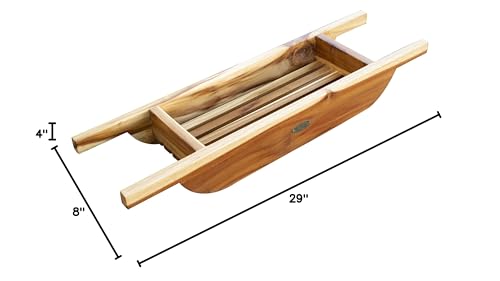 EcoDecors, 29 inch, Bath Tray for Tub, Bath Tub Tray Wood, Bathtub Table, Caddy for Bathtub in Natural Teak - style: 29" Caddy