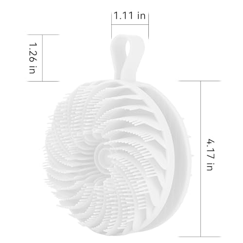 Douji Double-Sided Silicone Body Scrubber Shower Bath Brush, Handheld Cleansing Skin Brush for Sensitive Kids Women Men All Kinds of Skin（White） - size: White