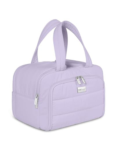 TOPDesign Travel Toiletry Bag for Women, Puffer Large Toiletry Bag, Lightweight Cosmetic Makeup Organizer with Handle for Traveling, Accessories, Essentials, Toiletries (Light Purple) - color: Light Purple