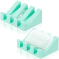 Cunhill 2 Pieces Silicone Soap Dish Self Draining Soap Dish Shower Waterfall Bar Soap Holder Tray with Drain Soap Saver for Kitchen Bathroom Accessories (Turquoise) - color: Turquoise