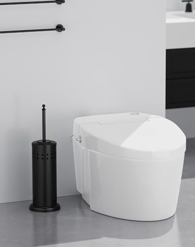DOWRY Anti-Hand Off Toilet Plunger with Holder for Bathroom,Powerful Efficient Force Suction Cup,Heavy Duty, Deep Cleaning Black - color: Matte Black