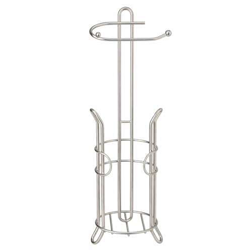 SunnyPoint Bathroom Toilet Tissue Paper Roll Storage Holder Stand with Reserve, The Reserve Area Has Enough Space to Store Mega Rolls (SN) - color: Satin Nickel