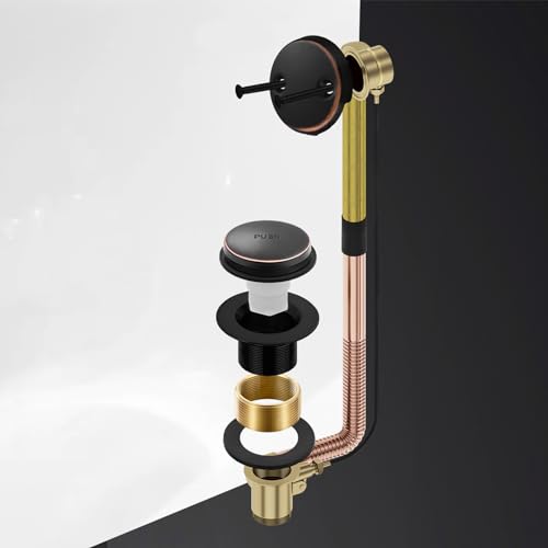Oil Rubbed Bronze Bathtub Drain Tip-Toe Tub Trim Set with Two-Hole Overflow Faceplate Bathroom Tub Drains Replacement Conversion Kit - color: Oil Rubbed Bronze