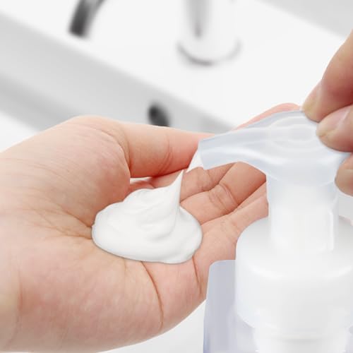 250ML Foaming Soap Dispenser, 2-Pack Plastic Hand Soap Dispenser, Refillable Leakproof Foam Pump Bottle with Waterproof Labels, for Shampoo, Body Wash - color: Clear, size: 250ML