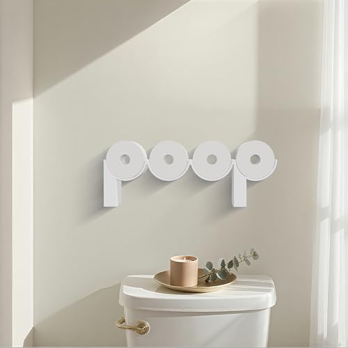 Poop Toilet Paper Holder Stand with Shelf, 3D Printed Funny Bathroom Decor, White Cute Quirky Wall-Mounted Storage for Toilet Paper Rolls, Ideal Gift for Boys and Girls