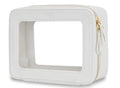 NGIL Clear Faux Leather Travel Toiletry Bag, Makeup Bag Organizer for Women, Clear Window & Gold Zipper Makeup Bag, Road Trip Essential, Skincare, Cruise Ship Essentials (White) - color: White
