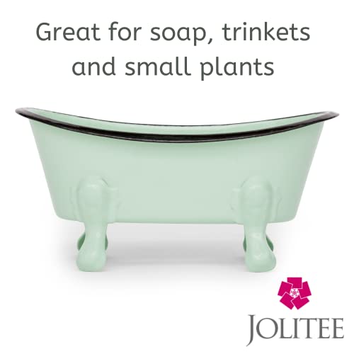 Rustic Enamel 1 Piece 5.5" Metal Clawfoot Mini Bathtub Soap Dish Mini Bath Tub Decoration Clawfoot Tub Soap Caddy Mint - color: Mint