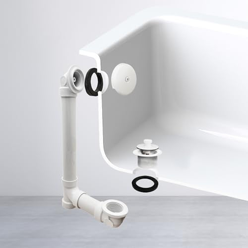Westbrass Pull & Drain Sch. 40 PVC Bath Waste with One-Hole Top Elbow, Powder Coat White, D49721-50 - color: Powder Coat White, size: 1 Pack