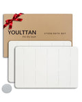 Home Bath Stone Mat 24"x16" (2-Pack) – Quick-Dry, Non-Slip Diatomaceous Earth Mat, Stylish & Absorbent, White Straight - color: White