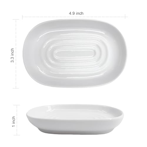 Ceramic Marble Pattern Soap Dish, Textured Raised Soap Saver Tray for Shower Bathroom Kitchen Sink Vanity, Easy to Clean Multi-Use Holder for Bar Soap Jewelry Rings Keys, White (1 Pack) - color: White