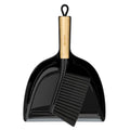 MR.SIGA Dustpan and Brush Set, Portable Cleaning Brush and Dustpan Combo with Bamboo Handle, Black, 1 Set - color: Black