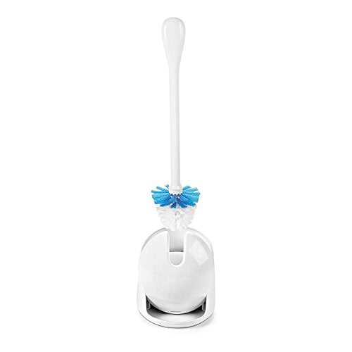 OXO Good Grips Compact Toilet Brush & Canister, Toilet Bowl Brush and Holder with Automatic Canister Door, Bathroom and Small Spaces Cleaning Supplies Essential - color: White, size: 1 Count (Pack of 1)