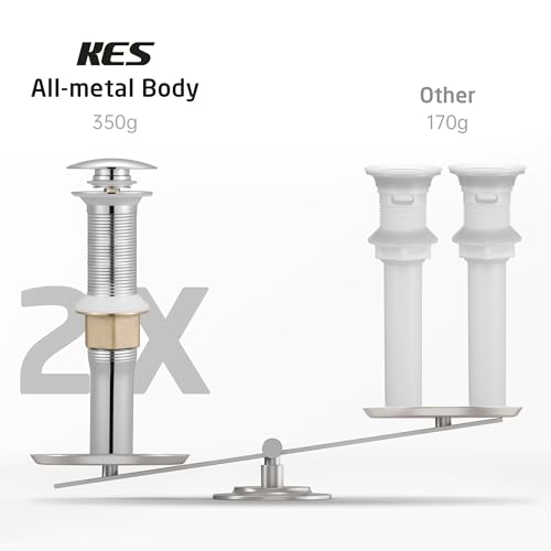 KES Bathroom Sink Drain with Strainer Basket Hair Catcher Anti Clog Pop Up Drain Stopper Vanity Vessel Sink Without Overflow, Polished Chrome S2013D-CH - color: Polished Chrome, style: for NO overflow sink,1-pack