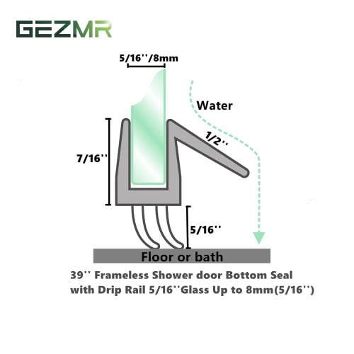 2-Pack Ultra Clear Shower Door Bottom Seal (5/16'' X 39'', Polycarbonate) Frameless Glass Shower Door Sweep Seal Strip - Stop Leaks and Create a Water Barrier - size: Standard - 5/16 inch (8mm) - N/A