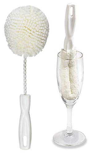 Set of 2 Crystal Stemware & Goblet Glass Cleaning Brush Kit - Non-Scratch Foam Wine Glass Brushes for Washing Glasses, Decanter, Mug, Stemware - for Home, Restaurant, Bar, Hotel - by FryOilSaver Co. - size: Set of 2