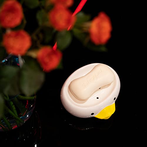 Soap Holder Ceramic Soap Dish with Drain Perforations, Cute Duck Styling Bar Soap Holder for Shower, Easy Cleaning Soap Saver Tray Decoration for Bathroom, Sinks, Kitchen (Duck.1)