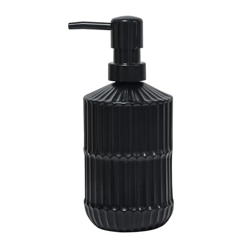 Black Glass Soap Dispenser with Pump, 15oz Refillable Liquid Hand Soap Dispenser, Lotion Dish Soap Dispenser for Modern Home Decor, Bathroom, Kitchen Countertop, Hotel - color: Black