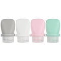 1oz Silicone Travel Bottles, Leak-Proof TSA Approved 4-Pack | Refillable Reusable Squeeze Toiletry Containers, for Shampoo Body Wash Lotion, Mini Travel Size, BPA Free, Easy Clean - color: Wh,Gn,Pnk,Gry