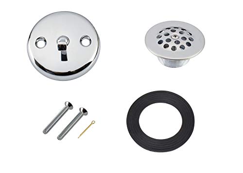 Artiwell Trip Lever Tub Trim Kit Set with Trip Lever Overflow Face Plate, Trip Lever Bathtub Drain with Strainer, Overflow and Matching Screws (CHROME PLATED) - color: CHROME PLATED