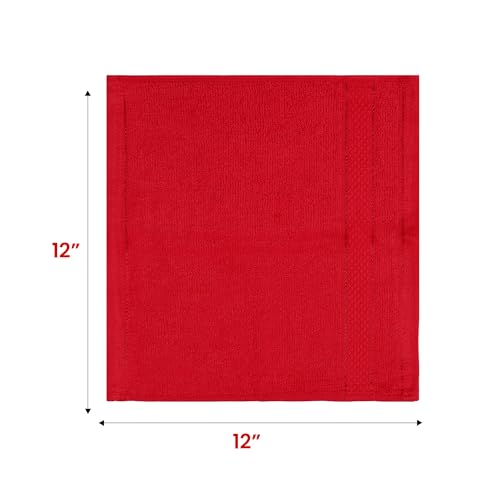 Casa Lino Face Towels & Body Wash Cloths for Showering - 100% Cotton Wash Cloths for Bathroom - Highly Absorbent & Quick Drying Washcloth Set - Cotton Washcloths 24 Pack (12" x 12") - (Red) - color: Red