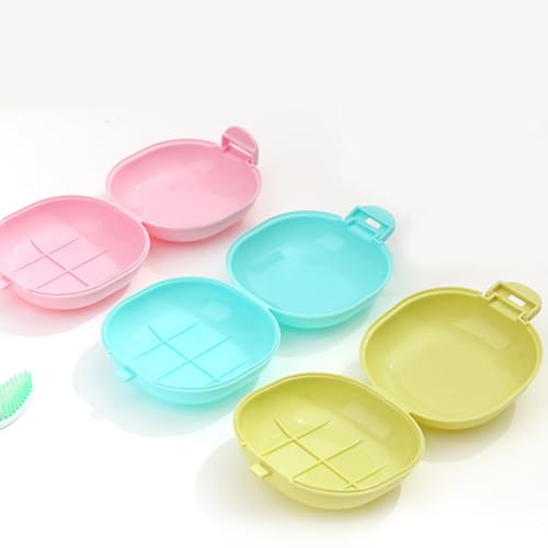 Cabilock 5pcs Travel Soap Bar Box Set with Lid, Portable Plastic Soap Case Container for Bathroom, Camping, Gym Toiletries Storage Random Color