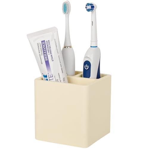 Diatomite Toothbrush Holders Tooth Brush Organizer - Yellow | Water-Absorbent Material, 3 Slots for Electric Toothbrush and Toothpaste, for Bathroom Countertop, Shower, Vanity - color: Yellow