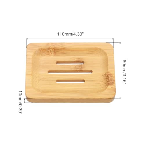 uxcell Wooden Soap Dish, Natural Bamboo Soap Tray Self Draining Soap Holder Saver for Bathroom, Bathtub, Kitchen Sink, 4Pcs