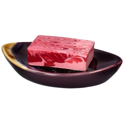 Ceramic Soap Dish with Self Draining Tray for Bar Soap, Bathroom, Kitchen (Purple No.2) - color: Purple No.2