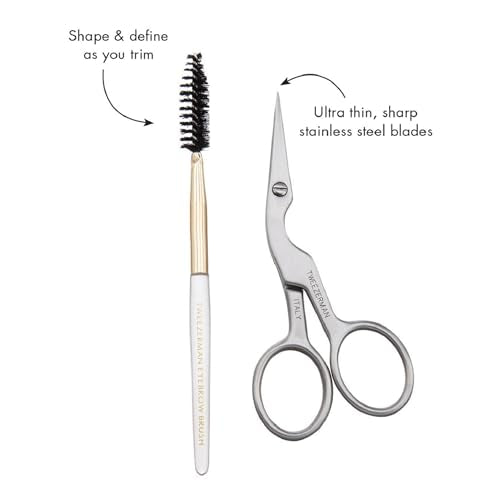 Tweezerman Eyebrow Shaping Scissors & Brush Stainless Steel - color: Stainless Steel