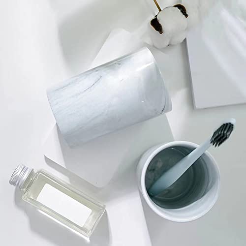 Marble ceramic mug, creative toothbrush holder, simple drinking cup. (Grey) - color: Gray