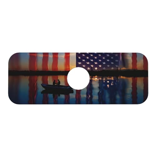 Fishing Red USA Flag Kitchen sink faucet pad, strong water absorption, anti slip, easy to clean, very suitable for splash and drip prevention, suitable for kitchens and bathrooms - color: Fishing Red USA Flag