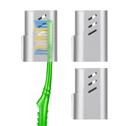 2PCS Aluminum Toothbrush Head Caps, Travel Toothbrush Top Cover, Portable Protector Clip Pod Fits Most Manual and Electric Toothbrush Head for Household Traveling, Camping, School, Business - Sliver - color: Sliver-2pcs