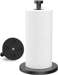 VEHHE Black Paper Towel Holder Countertop, Stainless Steel Paper Towel Holder Stand with Weighted Base Suction Cups for Kitchen Bathroom - color: Suction Base | Black