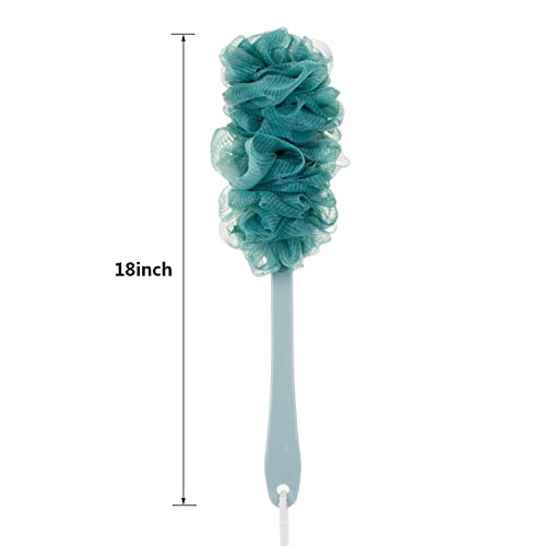 Back Scrubber for Shower, Loofah Long Handle Bath Body Brush, Soft Nylon Mesh Sponge On a Stick for Shower Men Women Kids Elderly, Exfoliating Scrub Cleaning Luffa for All Kinds of Skin(Blue) - color: Blue